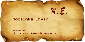 Mocsinka Ervin névjegykártya